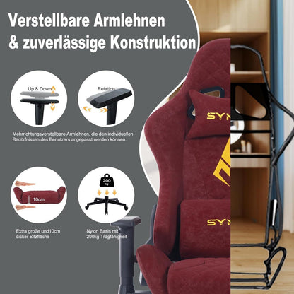 Ergonomischer Gaming Stuhl Burgunderrot in Lederoptik