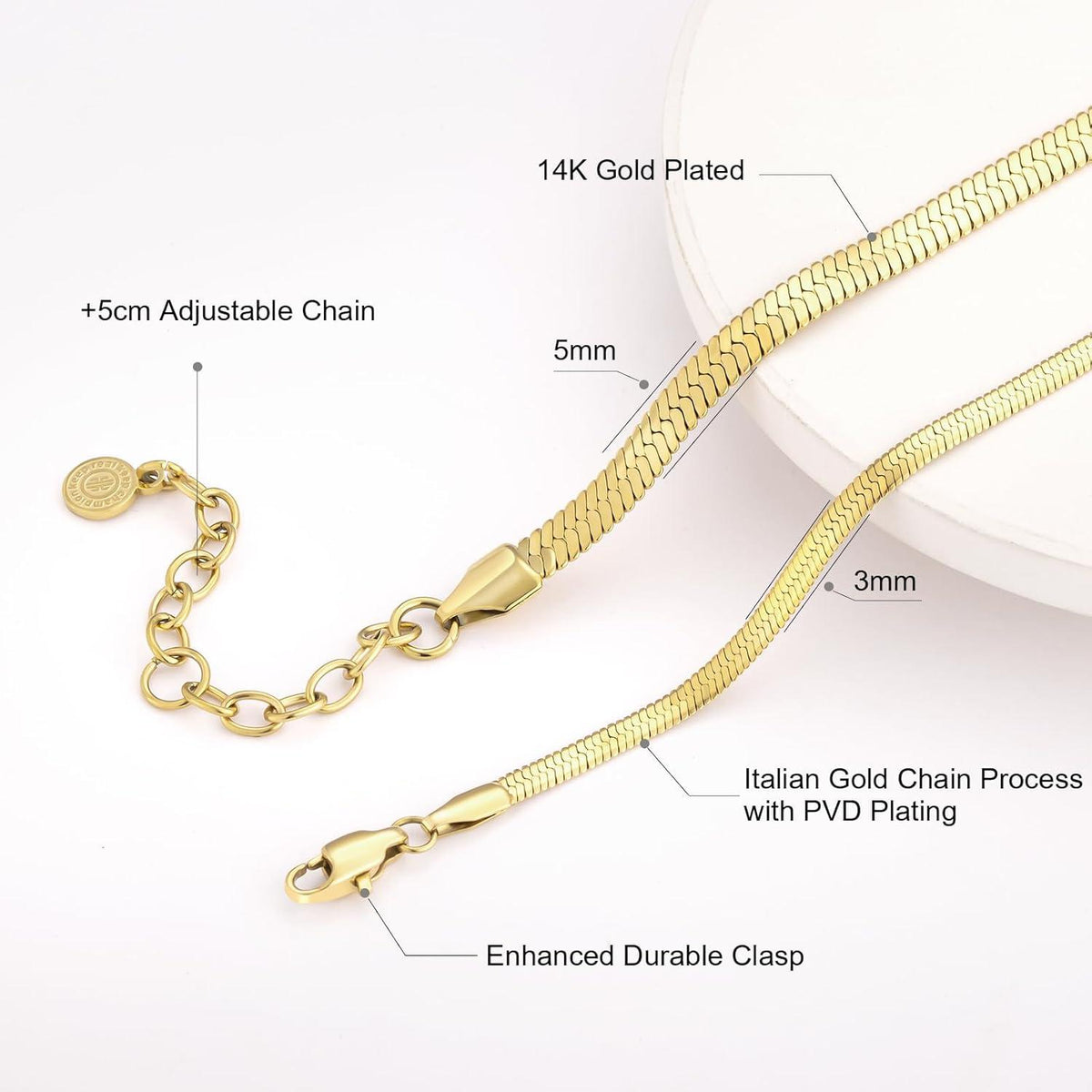 Schlangenkette Edelstahl Flache Franco Kette Gold Silber 5mm