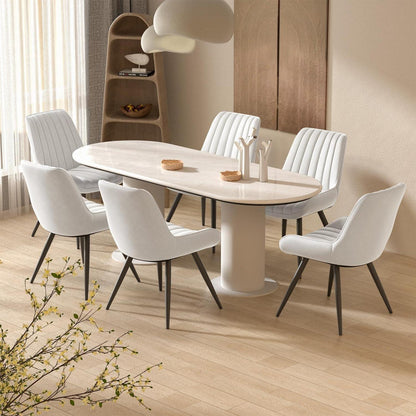 Esszimmerstühle 6er Set | Polsterstühle mit Sitzkissen Weiß