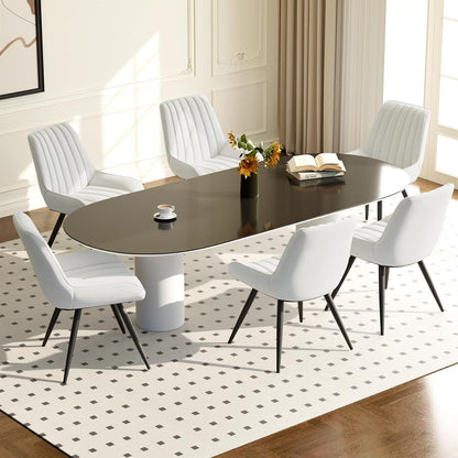 Esszimmerstühle 6er Set | Polsterstühle mit Sitzkissen Weiß