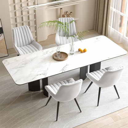Esszimmerstühle 6er Set | Polsterstühle mit Sitzkissen Weiß