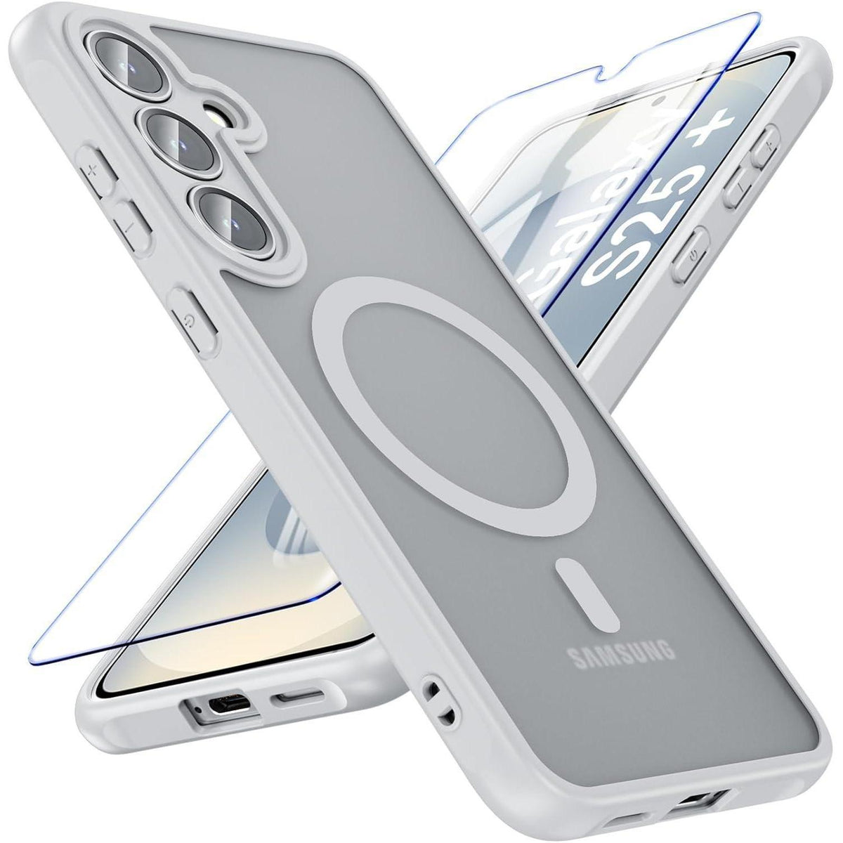 Magnetische Schutzhülle für Samsung Galaxy S25 Plus, Matt, MagSafe, Grau