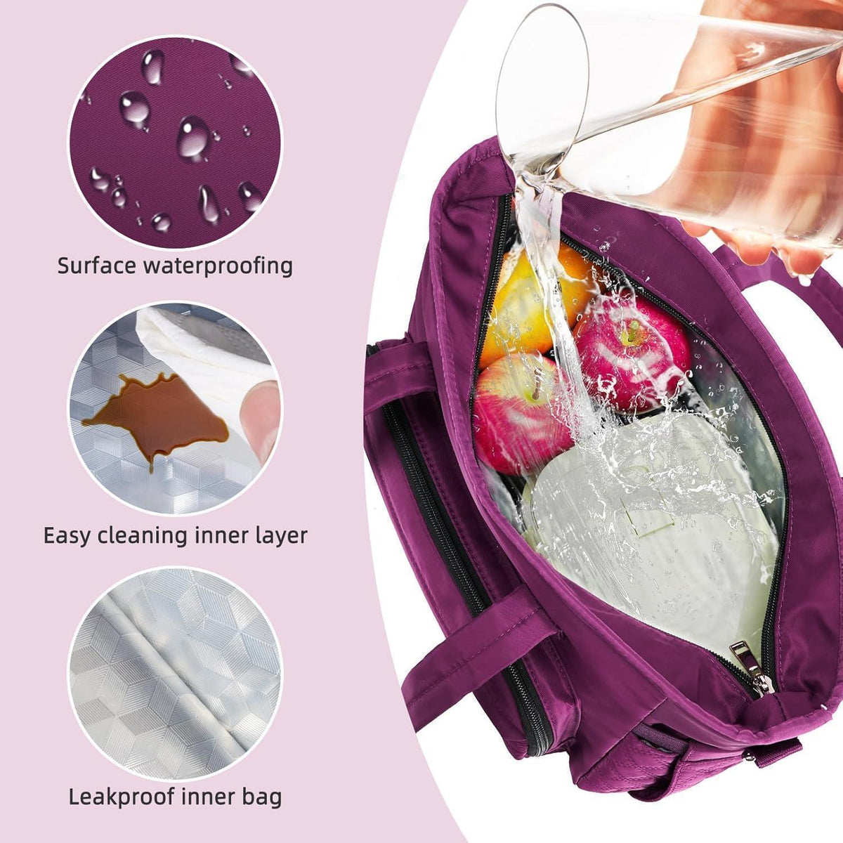 Isolierte Lunchtasche Damen mit Schulterriemen – Violett