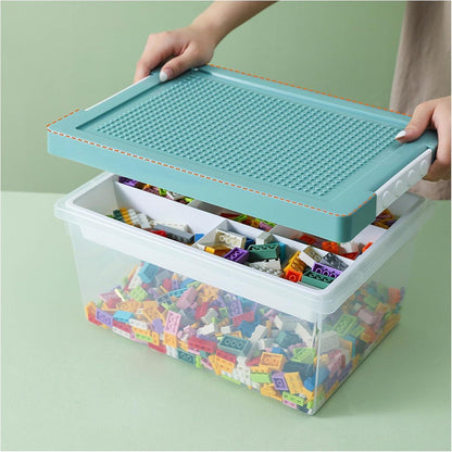 Spielzeug Aufbewahrungsboxen mit Deckel & Tablett, 3er Set Blau