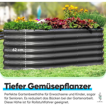Hochbeet Metall 240x120x45cm Grau, Wetterfest & Rostfrei