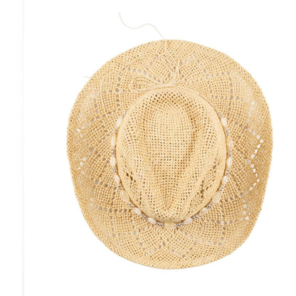 Sommer Cowboyhut Damen Stroh mit Perlen & Formbarer Krempe