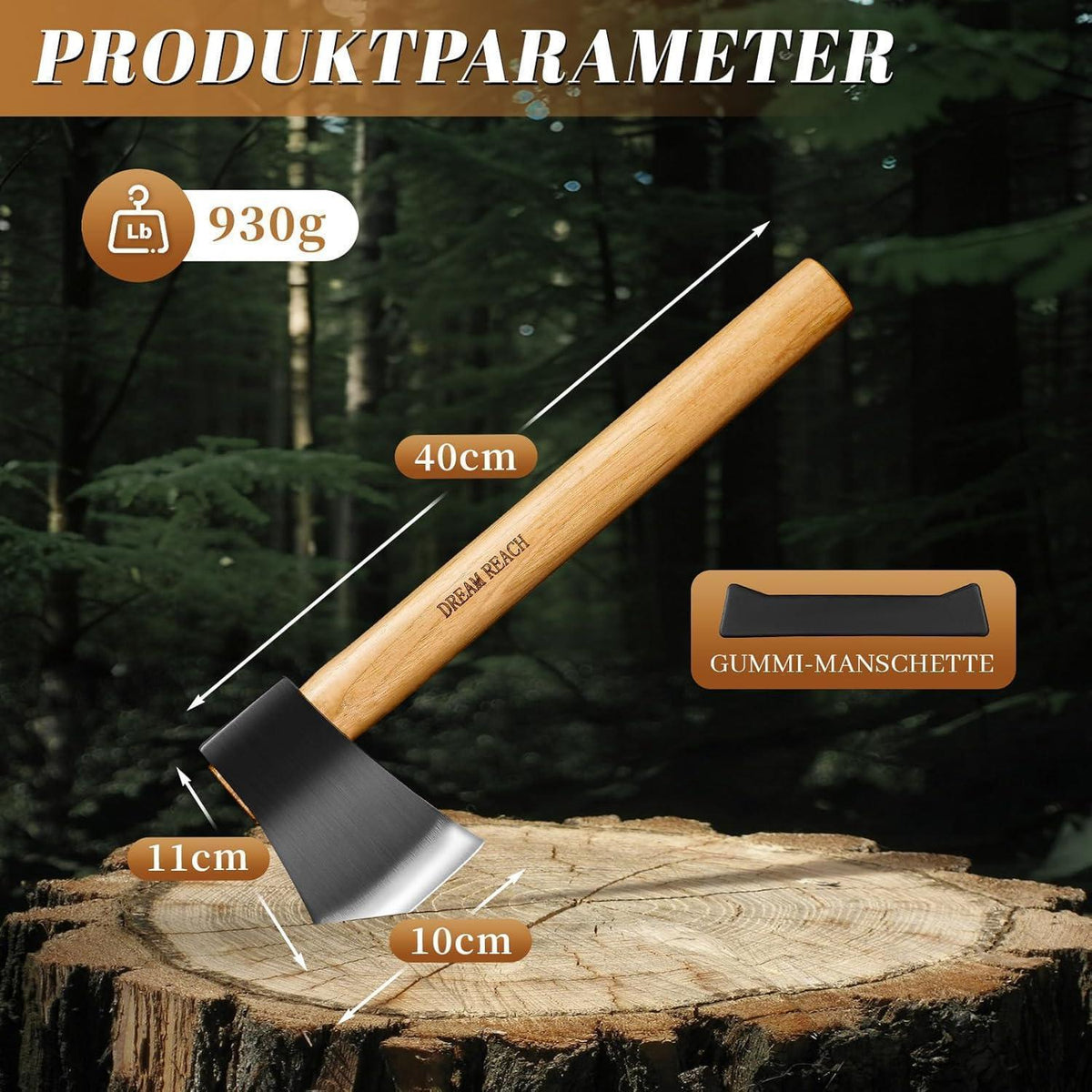 Hochwertige Wikinger Axt mit Scheide für Camping & Outdoor in Lederoptik