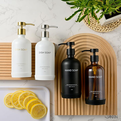 Nachfüllbare Glas Pumpspender Schwarz 500ml