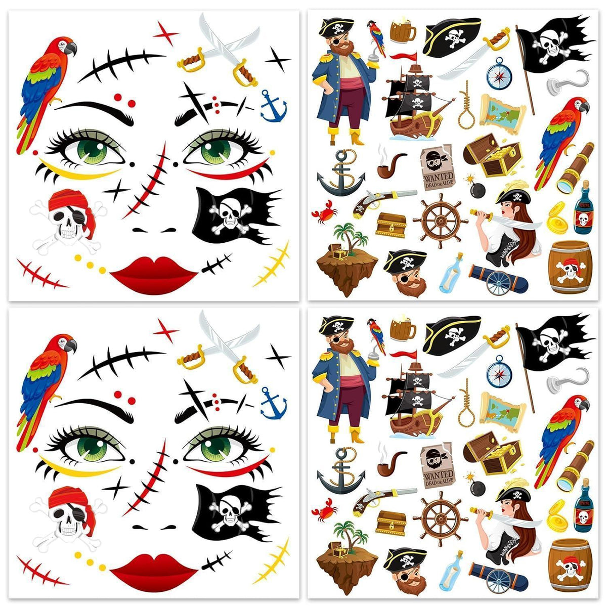 Piraten Gesichtstattoo – Temporäre Tattoos für Kostüm & Halloween