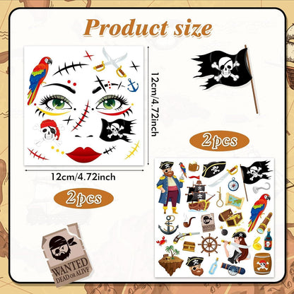 Piraten Gesichtstattoo – Temporäre Tattoos für Kostüm & Halloween