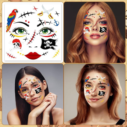 Piraten Gesichtstattoo – Temporäre Tattoos für Kostüm & Halloween