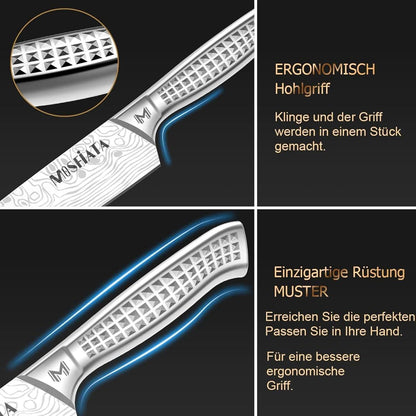 Küchenmesser Set 17-tlg. Edelstahl Profi mit Tasche & Wetzstahl