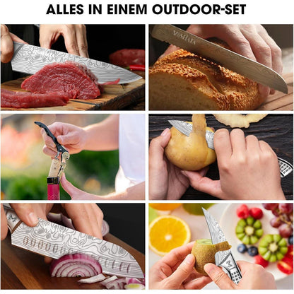 Küchenmesser Set 17-tlg. Edelstahl Profi mit Tasche & Wetzstahl