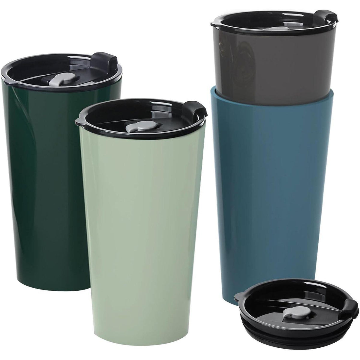 4er-Set Greentainer Reisebecher mit Deckel - 600ml Thermobecher
