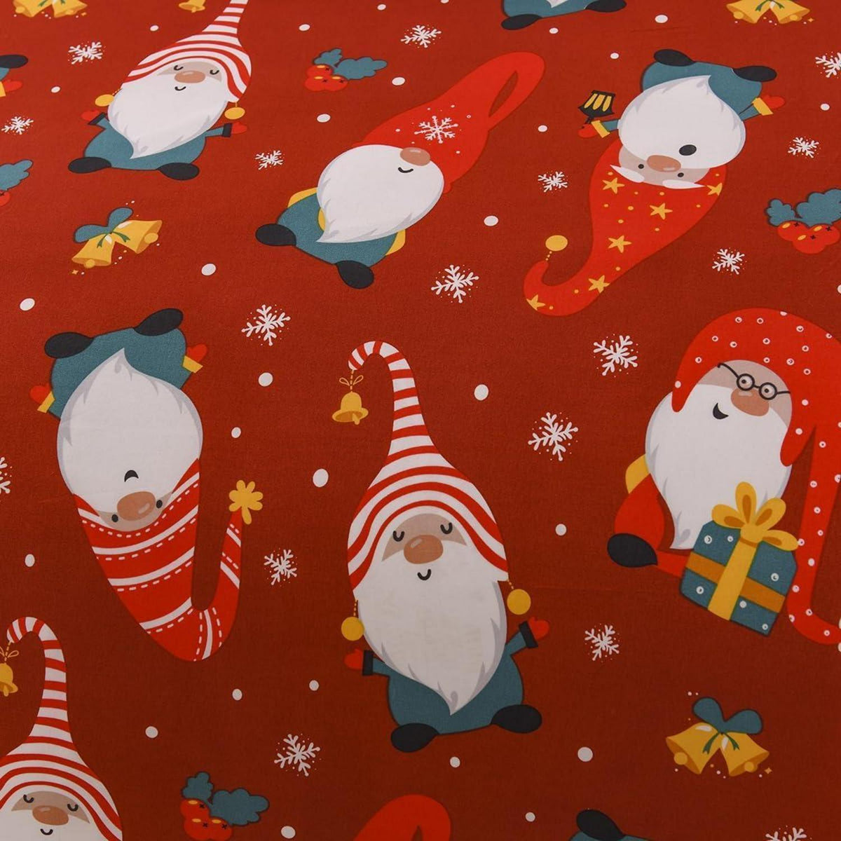 Weihnachts Bettwäsche Set 220x240 cm Rot mit Weihnachtsmann