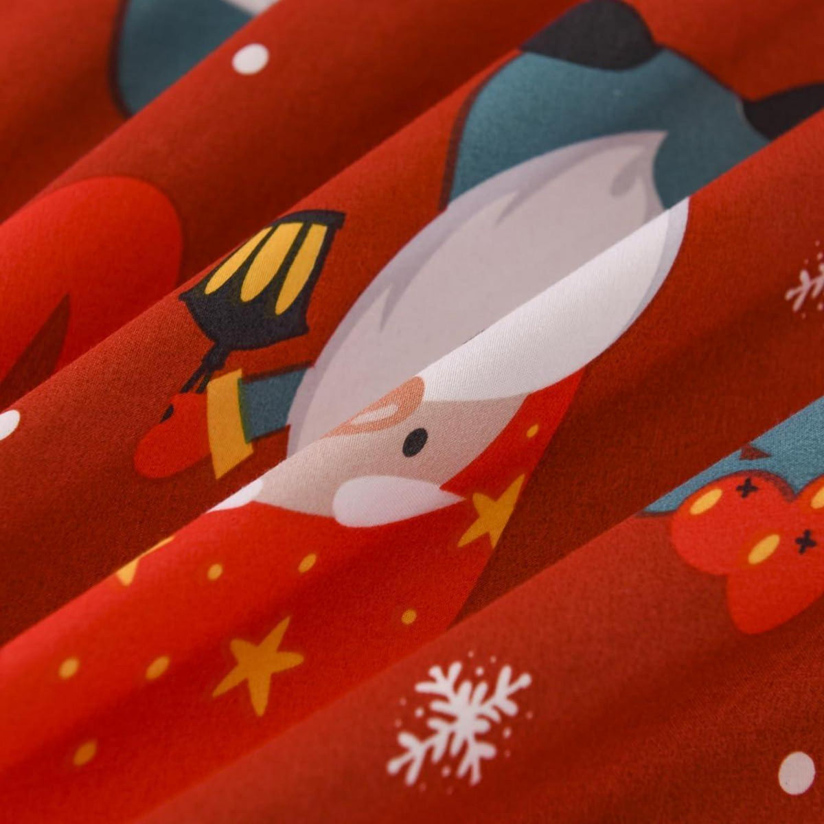 Weihnachts Bettwäsche Set 220x240 cm Rot mit Weihnachtsmann