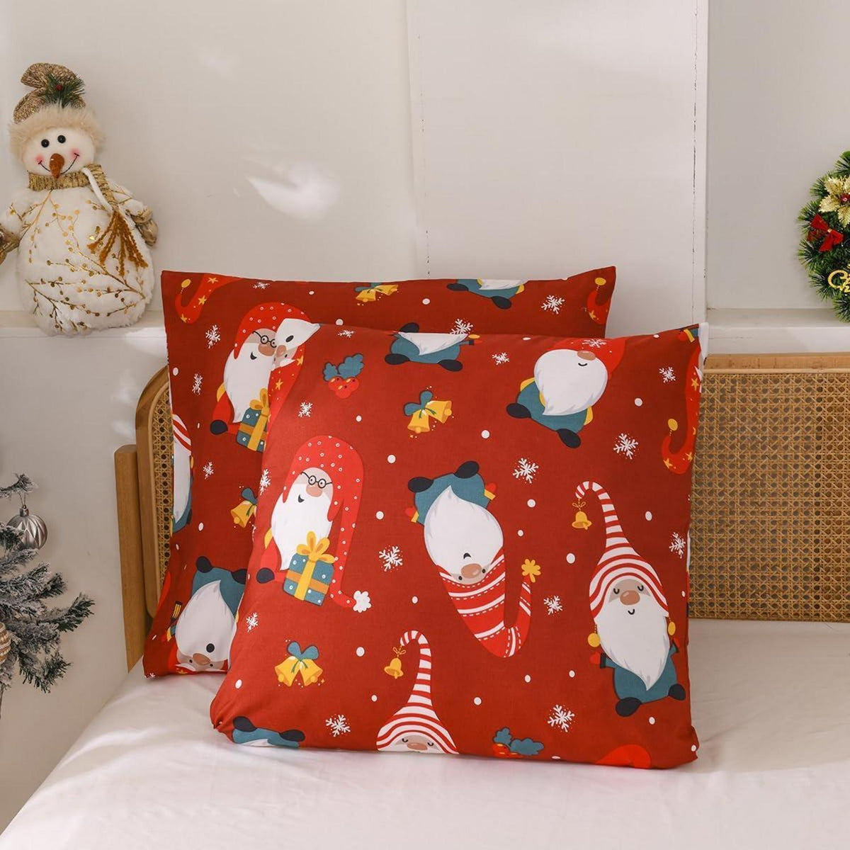 Weihnachts Bettwäsche Set 220x240 cm Rot mit Weihnachtsmann