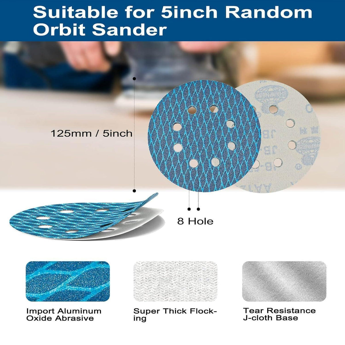 Schleifpapier 125mm Klett 400 Körnung Zirkonoxid 100 Stück