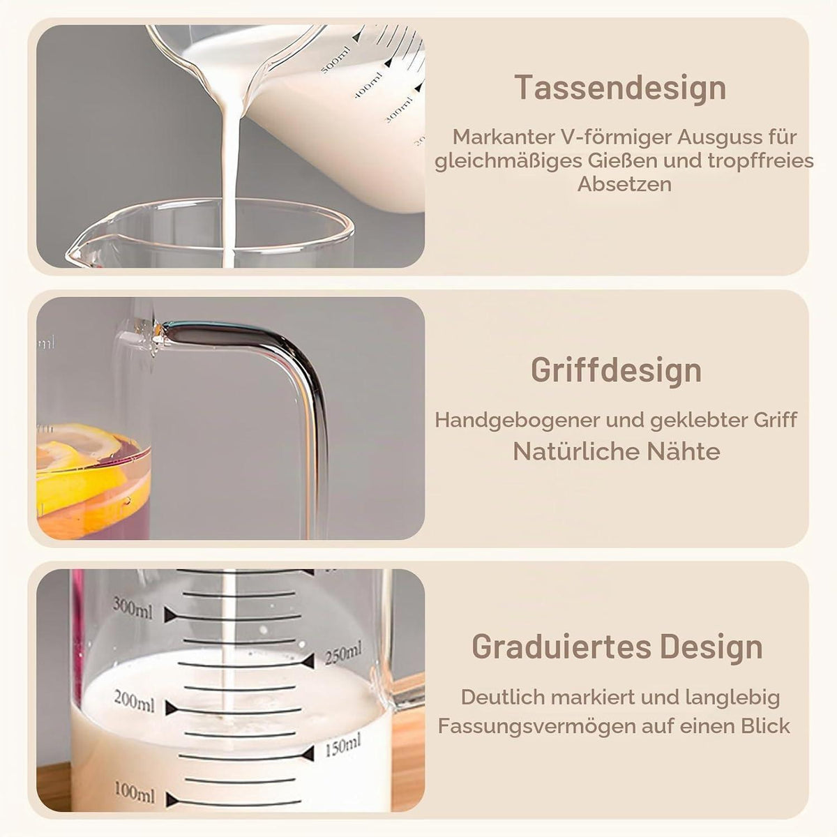 500ml Glas Messbecher V-Ausguss – Borosilikatglas