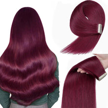 Echthaar Tape Extensions Burgunderrot 60cm (24 Zoll)