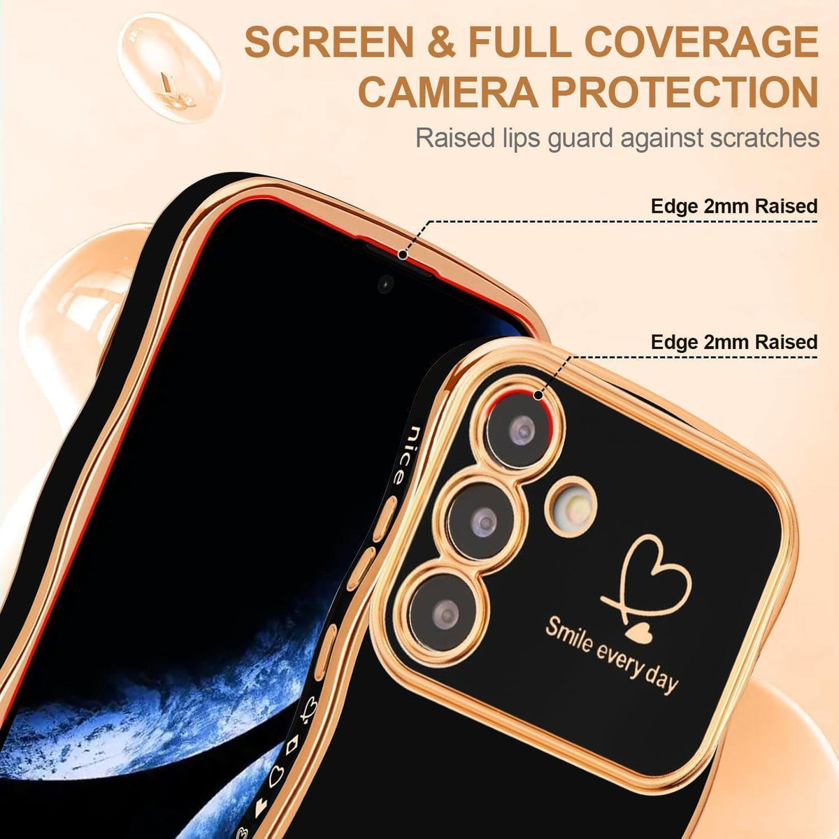 Handyhülle Samsung Galaxy S25, Mädchen Niedliche Wellen, Schwarz