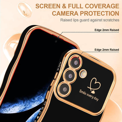 Handyhülle Samsung Galaxy S25, Mädchen Niedliche Wellen, Schwarz