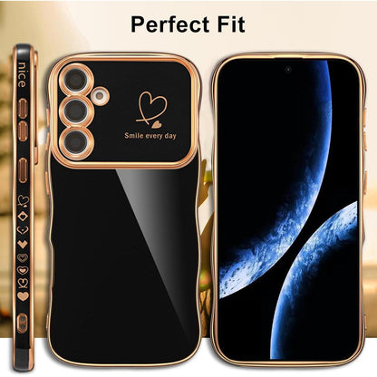 Handyhülle Samsung Galaxy S25, Mädchen Niedliche Wellen, Schwarz