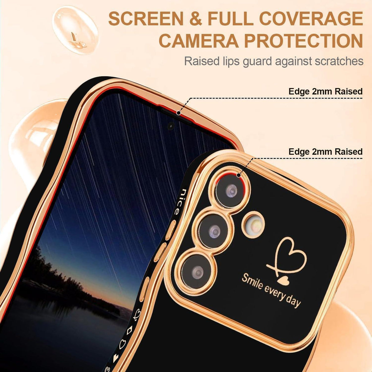 Handyhülle Samsung Galaxy A16 4G/5G, Mädchen Niedliche Wellen, Galvanisiert, Schwarz