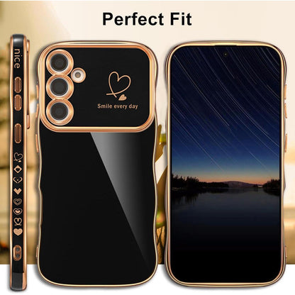 Handyhülle Samsung Galaxy A16 4G/5G, Mädchen Niedliche Wellen, Galvanisiert, Schwarz