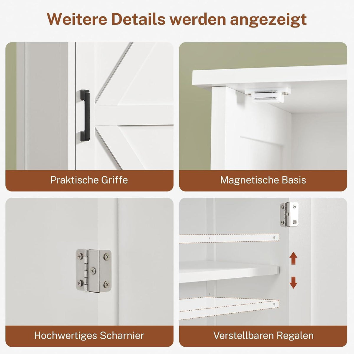 Hoch Küchenschrank mit verstellbaren Böden & Türfächern, 170cm