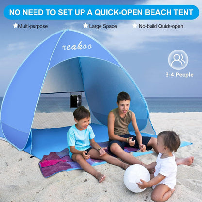 Pop-Up Strandmuschel 50+ UV-Schutz, Großes Strandzelt, Tragbar & Windschutz