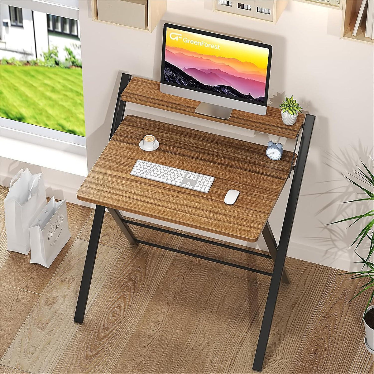 Klappschreibtisch 70cm mit Monitorständer, Espresso