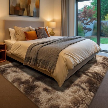 Hochflor Teppich Braun 275x370 – Flauschiger Wohnzimmerteppich