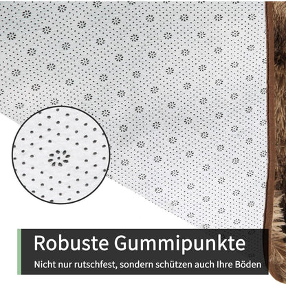 Flauschiger Hochflor Teppich Braun 140x200 – Waschbar & Rutschfest