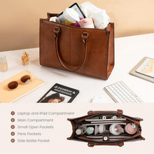 LOVEVOOK Laptoptasche Damen 17.3 Zoll PU Leder Braun
