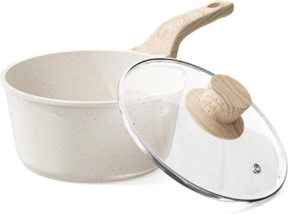 Stielkasserolle Induktion 20 cm mit Deckel Granit Antihaftbeschichtet
