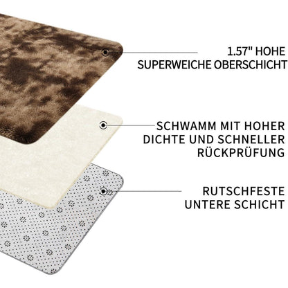 Hochflor Teppich Braun 240x340 – Flauschiger Wohnzimmerteppich Waschbar