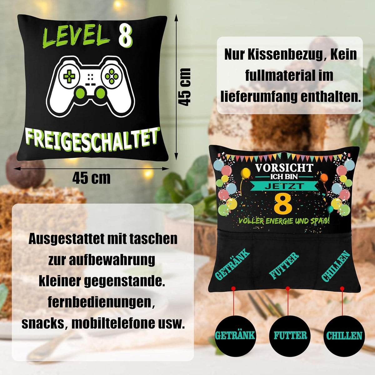 Merclix Geschenk Junge 8 Jahre Kissenbezug Gamer Zocker