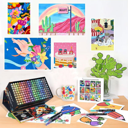 Acrylstifte Set 180 Farben – Pinselspitze für Steine, Holz & mehr
