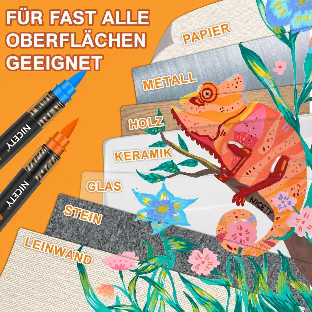 Acrylstifte Set 180 Farben – Pinselspitze für Steine, Holz & mehr