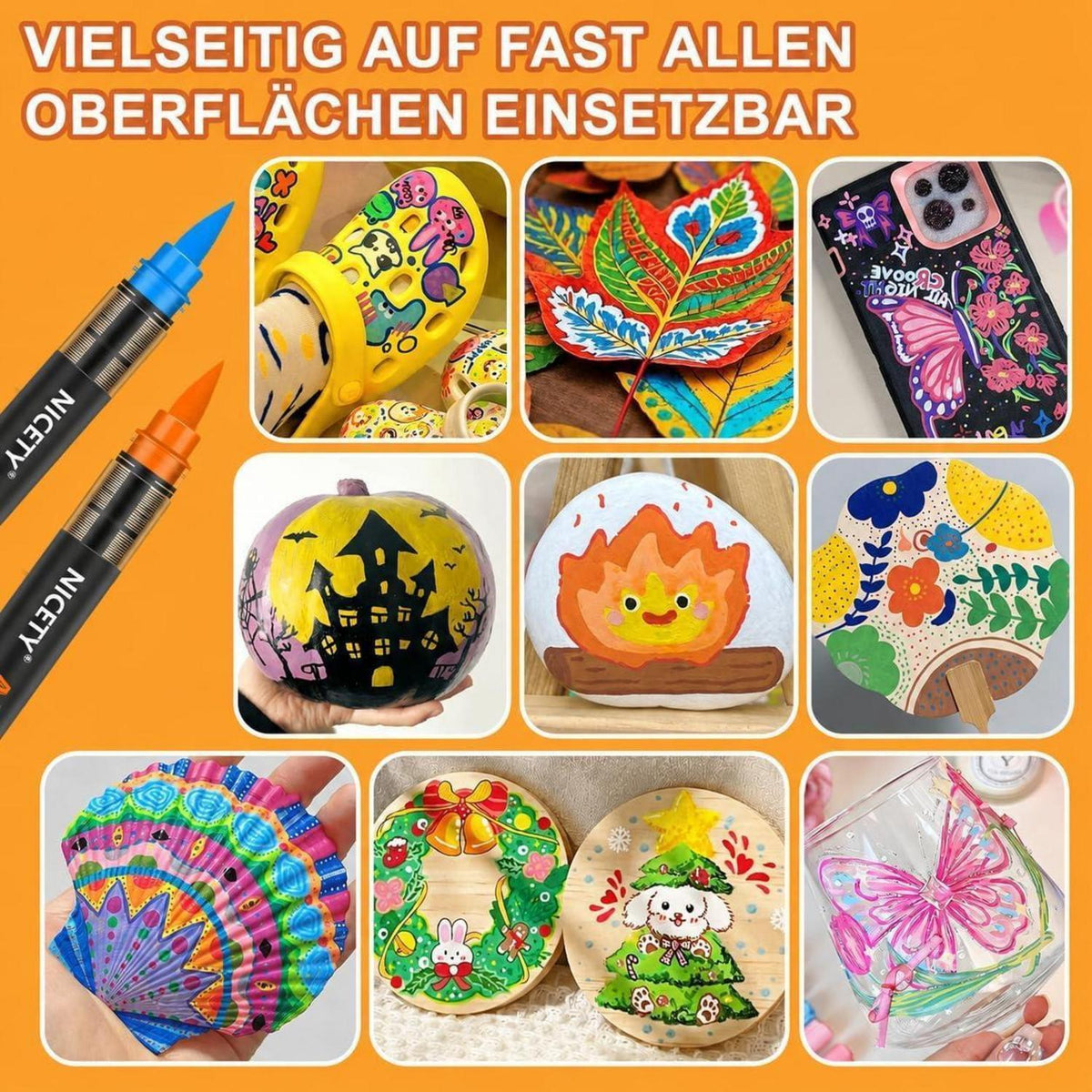 Acrylstifte Set 180 Farben – Pinselspitze für Steine, Holz & mehr