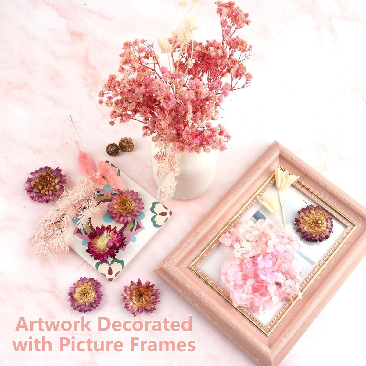 Getrocknete Blumen Rosa-Weiß für DIY & Deko