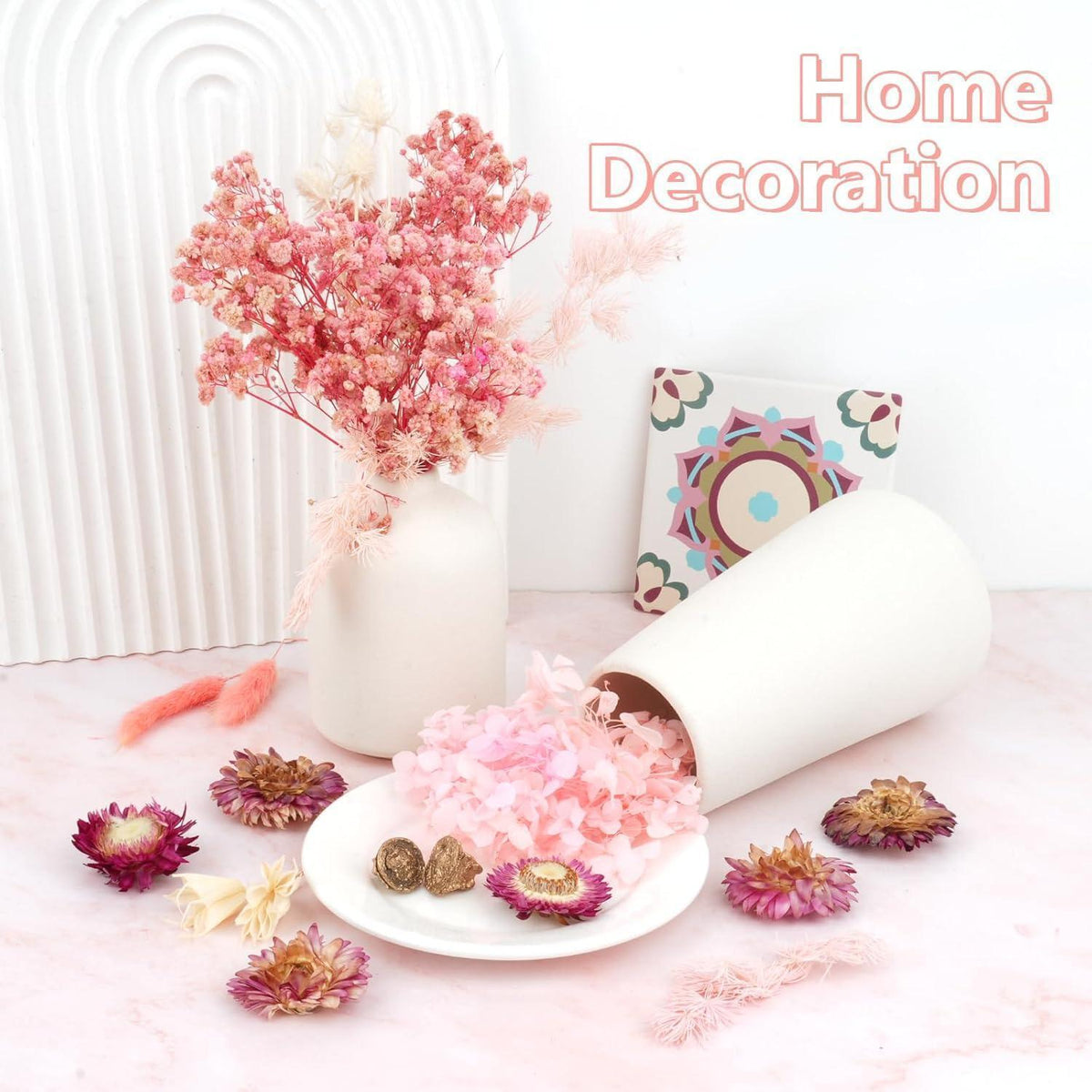 Getrocknete Blumen Rosa-Weiß für DIY & Deko