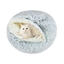 Flauschiges Katzenbett rund, 60x60cm, Grau – Waschbar & Bequem