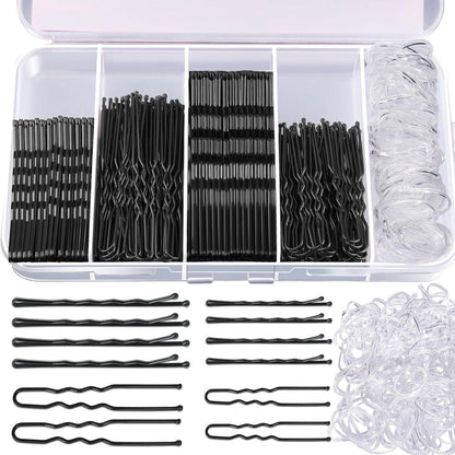 Schwarze Haarklammern Set Haargummis Haarnadeln Bobby Pins