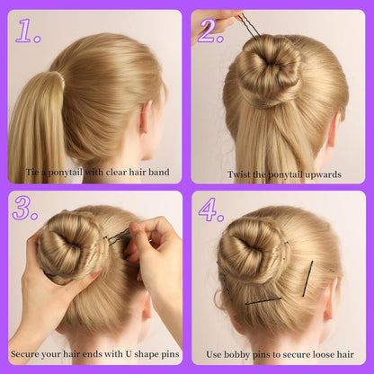 300er Set Schwarze Haarklemmen, Haargummis, Haarnadeln, Bobby Pins