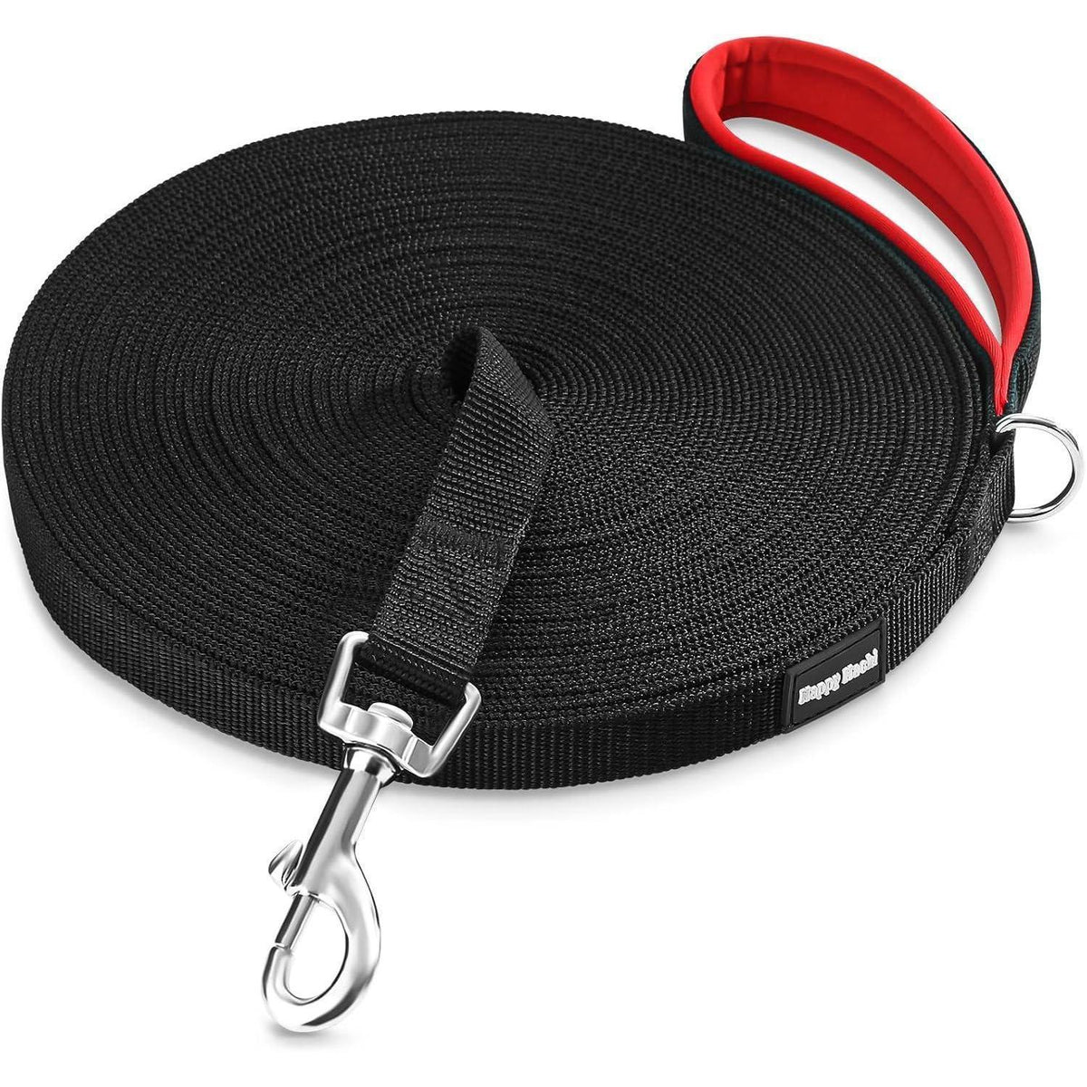 Schleppleine für Hunde mit drehbarem Karabiner, 30m Schwarz