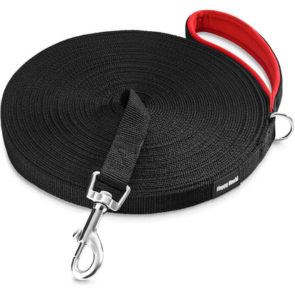 Schleppleine für Hunde mit drehbarem Karabiner, 30m Schwarz