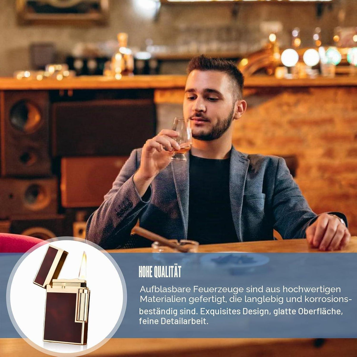 Aufblasbares Feuerzeug Sturmfeuerzeug Retro Design Gasfüllbar