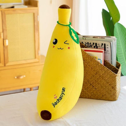 Banane Plüschtier Kuschelkissen 35cm Zwinkern